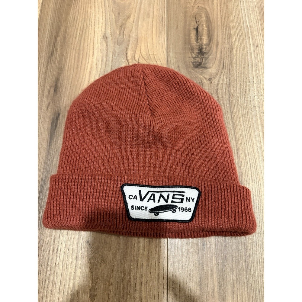 Vans Beanie Winter Hat Orange Warm Logo Patch One Size